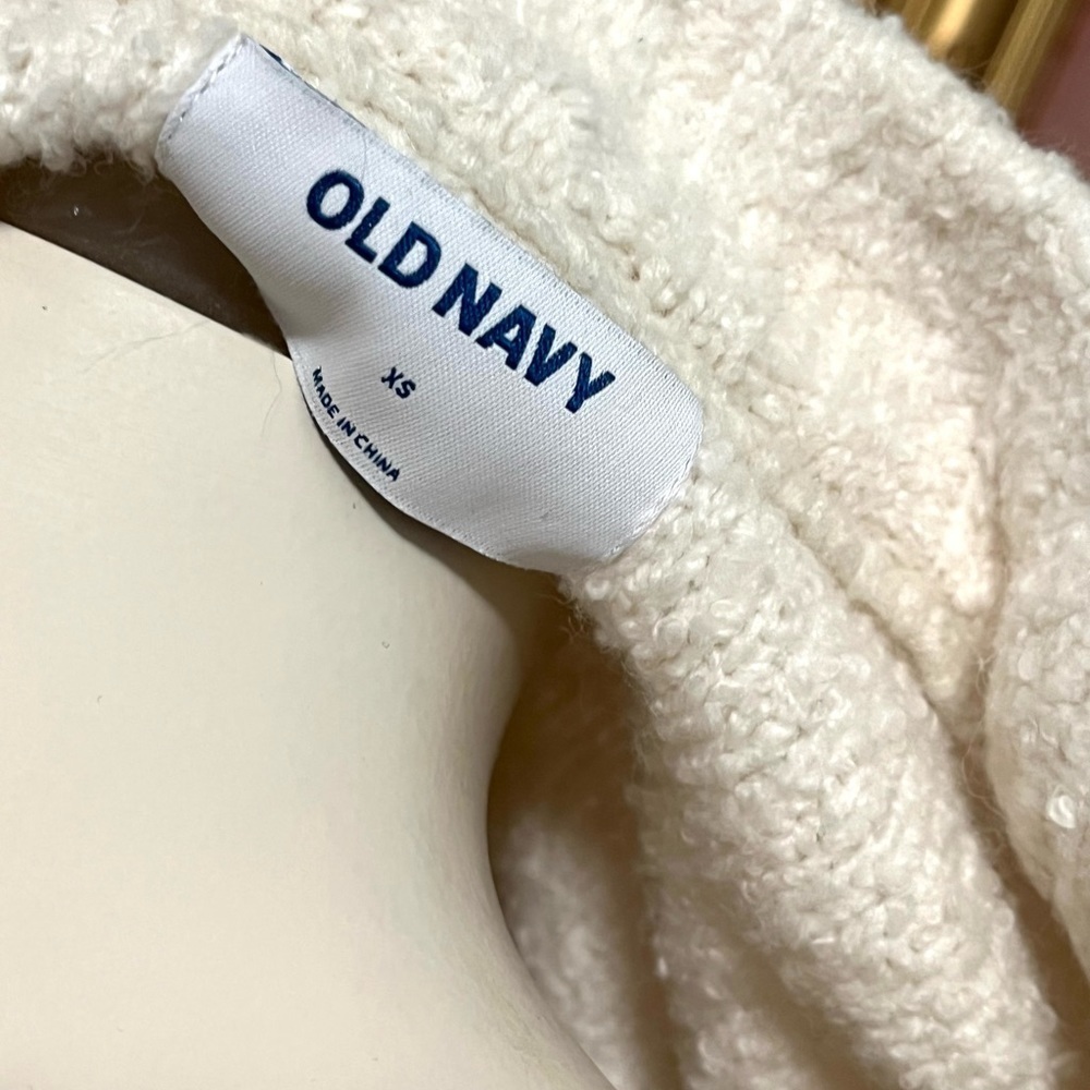 OLD NAVY‎ Ivory Cream Boucle Pullover Sweater Women's XS Mock-Neck Long Sleeve - Picture 7 of 9